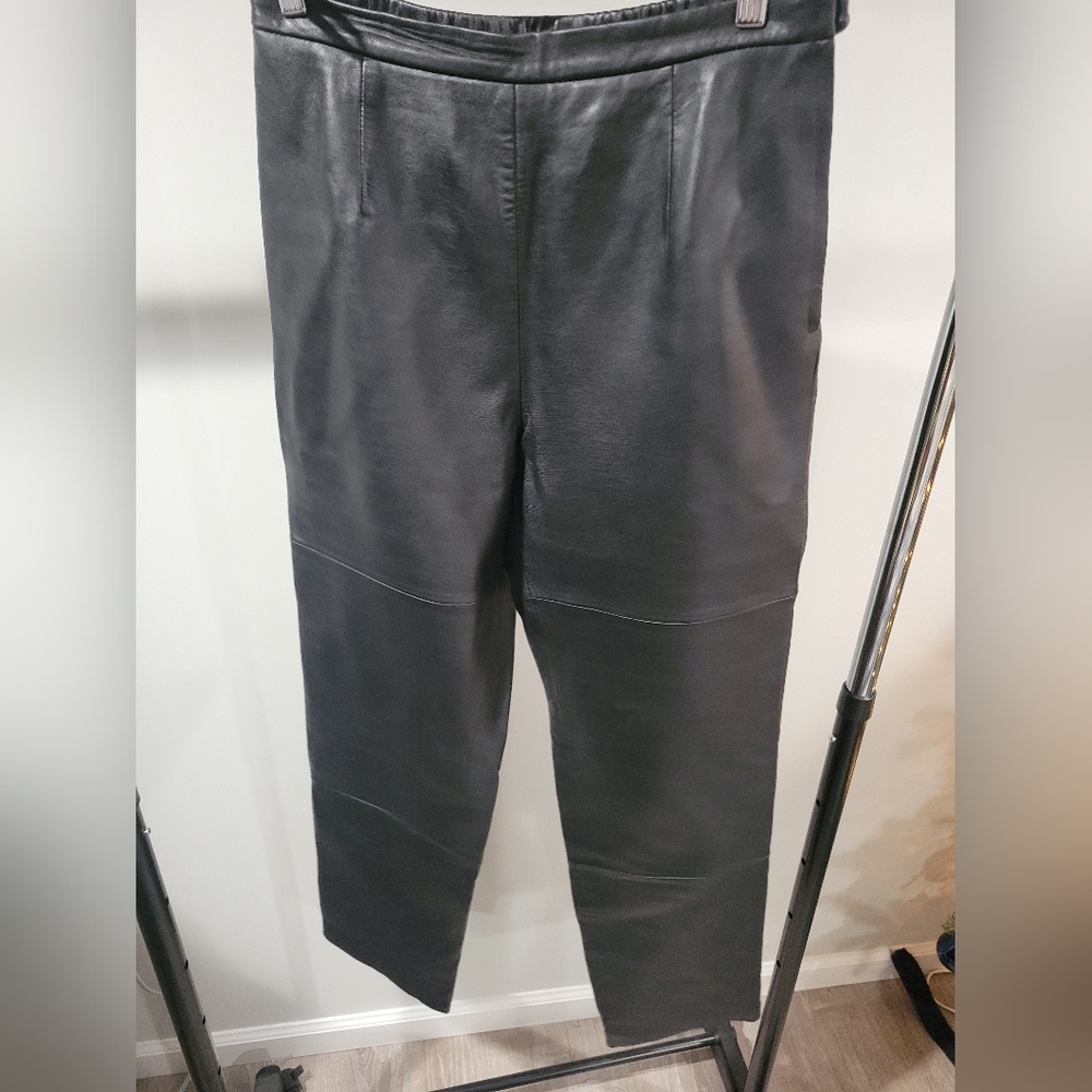Terry Lewis Luxuries Brand, black leather pants, size 10